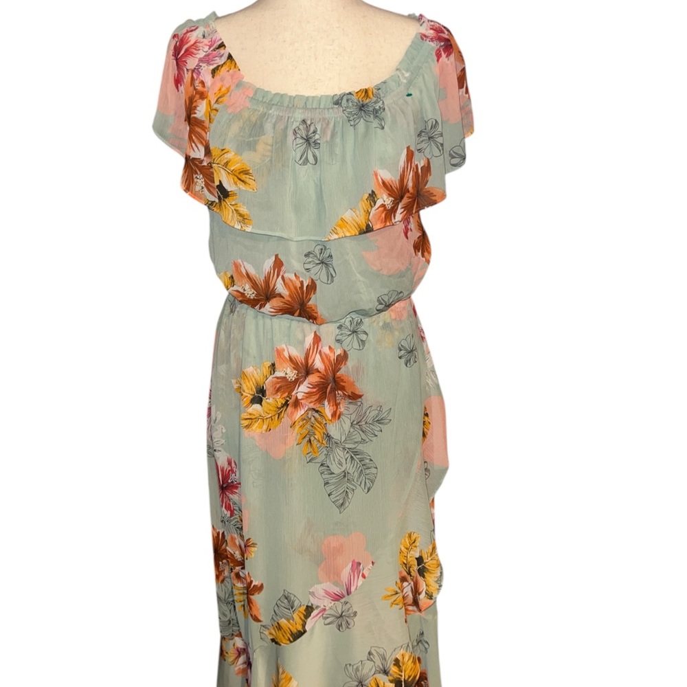 Express Floral Maxi Dress in Mint Green and Pink